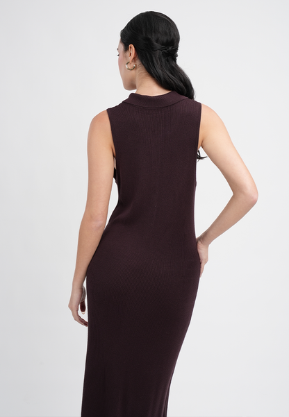 Vivian Collared Sleeveless Midi Sheath Dress