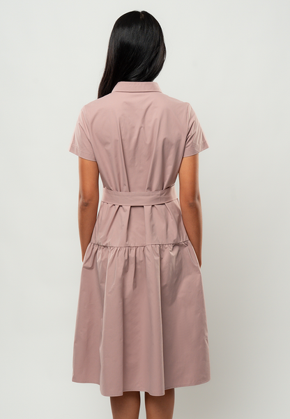 Olivia Short Sleeve Belted Shirt Dress