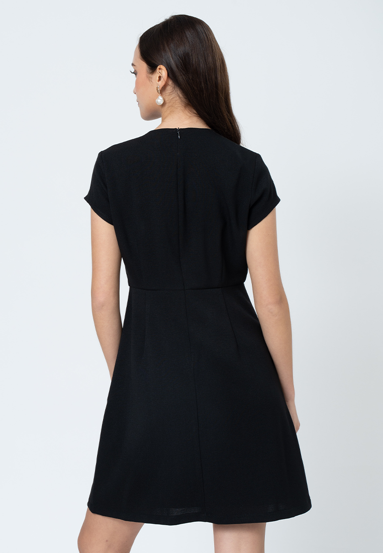 Havenly Tweed Shift Dress with Skirt Flap and Button Detial