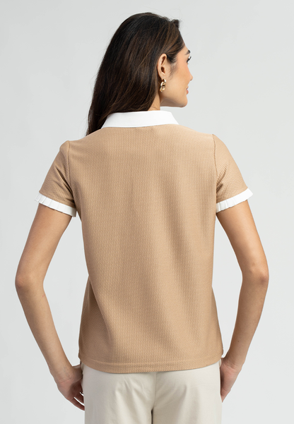 Solara Contrast-collared Polo Top
