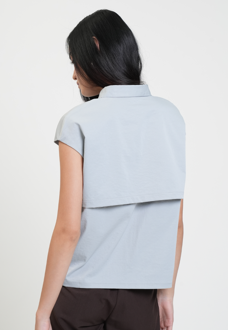 Danielle Cap Sleeve Collared Top