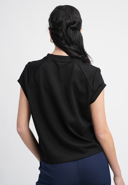 Emily Classic Black Crew Neck Top
