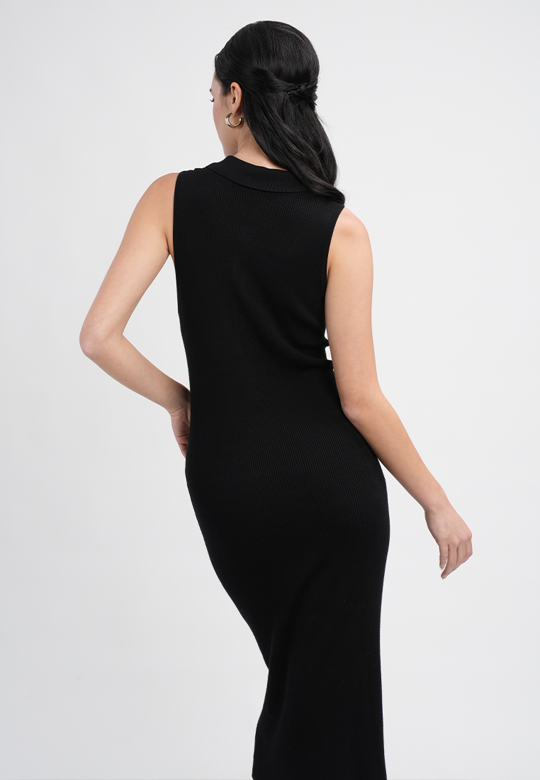 Vivian Collared Sleeveless Midi Sheath Dress