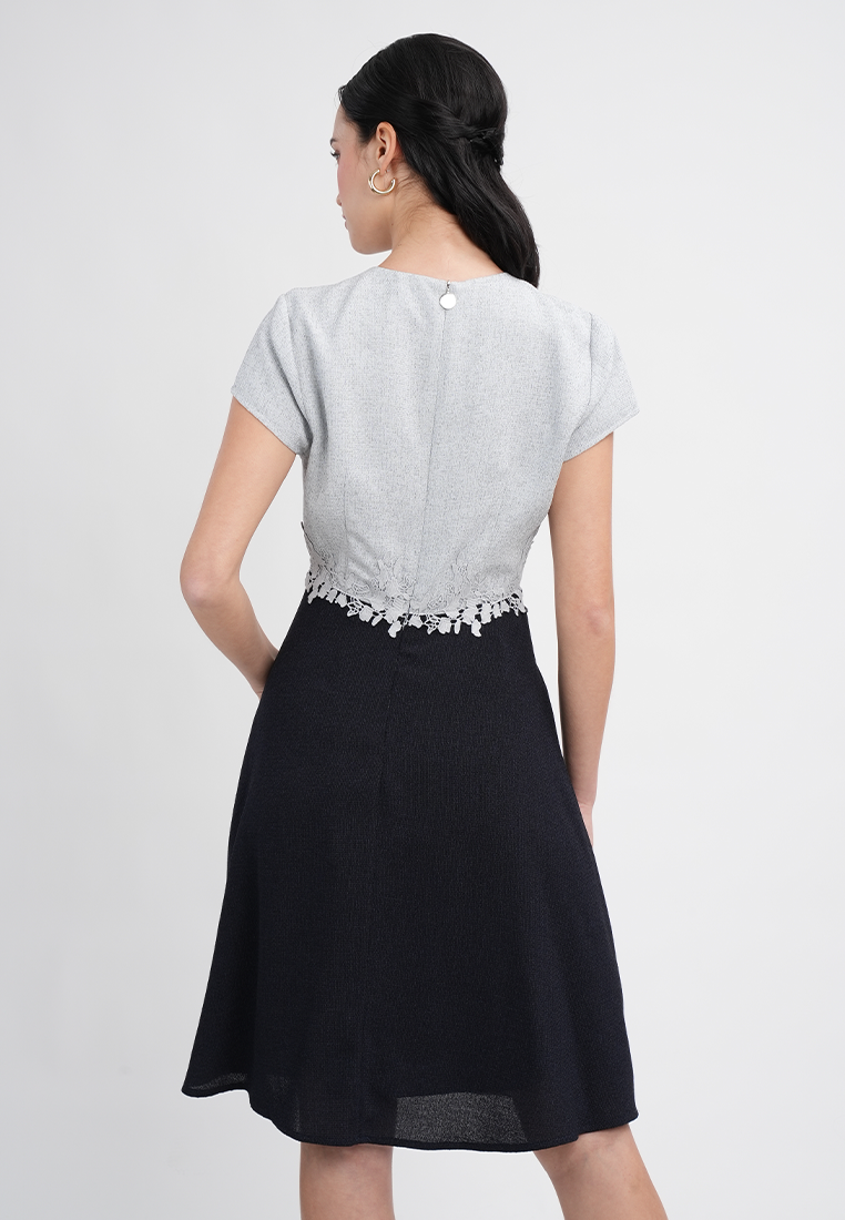 Kylie Elegant Two-Tone A-Line Dress