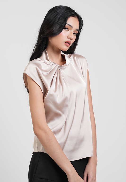 Anastasia Twisted High Neck Satin Top