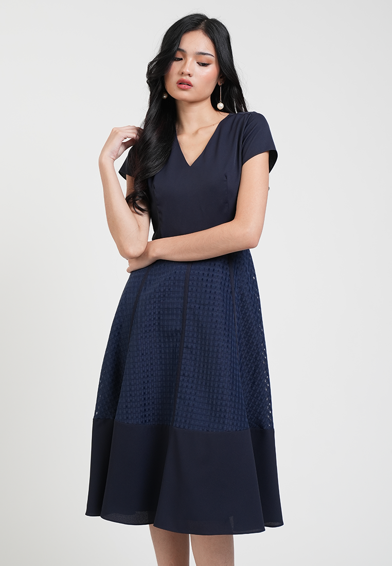 Portia V-neck Mesh Detail Dress
