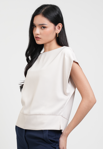 Felicity Bateau Neck Silk-Finish Blouse
