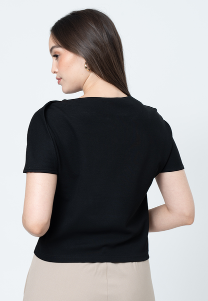 Maelle Cowl Neck Overextended Textured Top