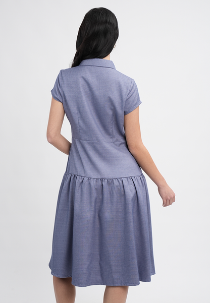 Adeline Dress with Pleated Shoulder