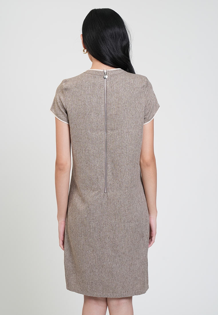 Eleanor Crew Neck Pocket Detail Shift Dress