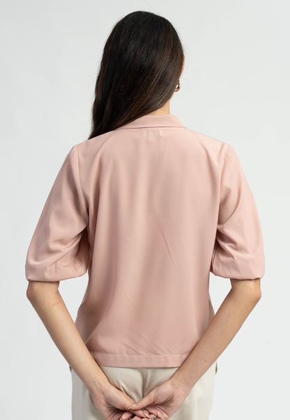 Vaela Contemporary Pussen Bow Short Sleeve Blouse