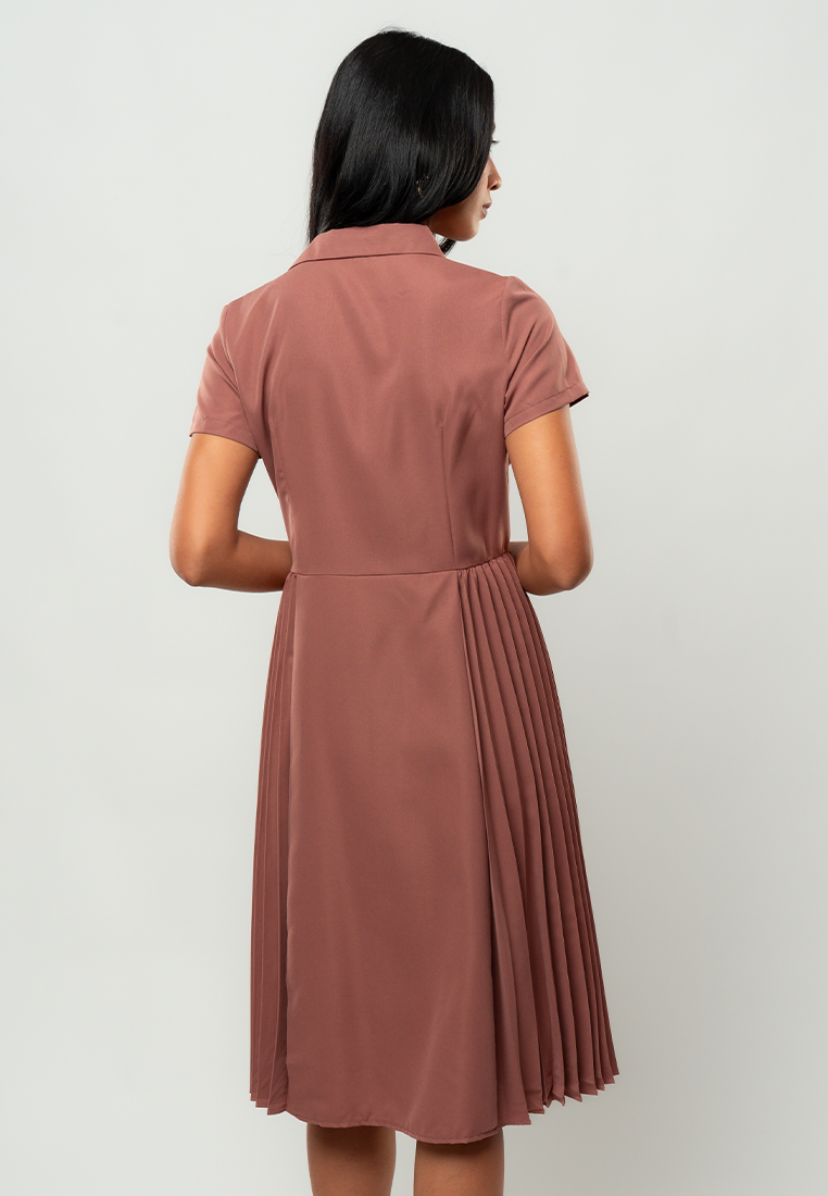 Maia Pleated Collared A-line Dress