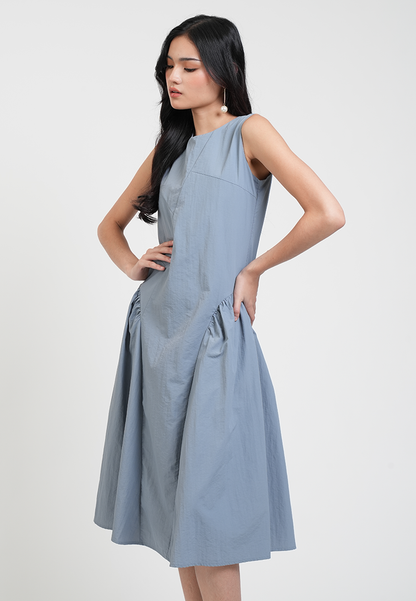 Reign Textured Side Pleat A-line Dress