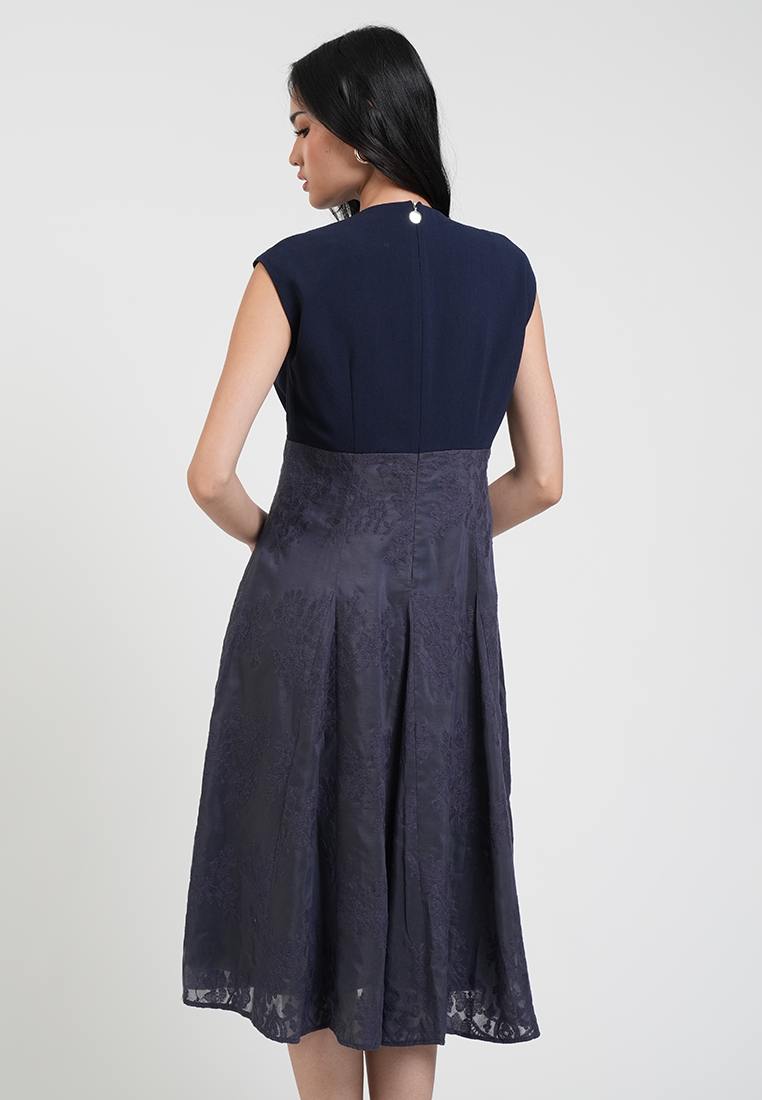 Tessa Cap Sleeve Lace Detail Midi Dress