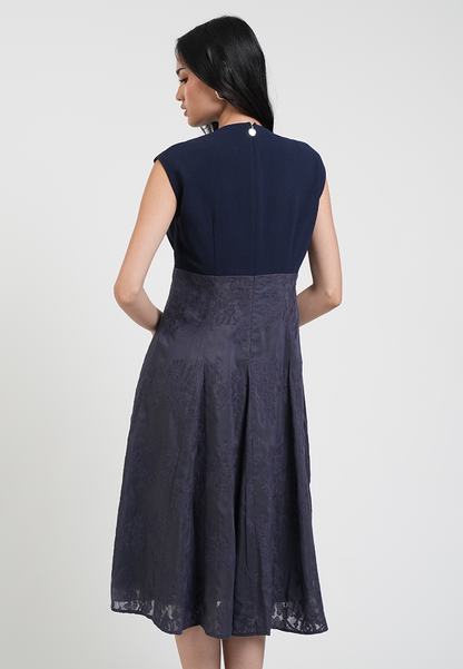 Tessa Cap Sleeve Lace Detail Midi Dress