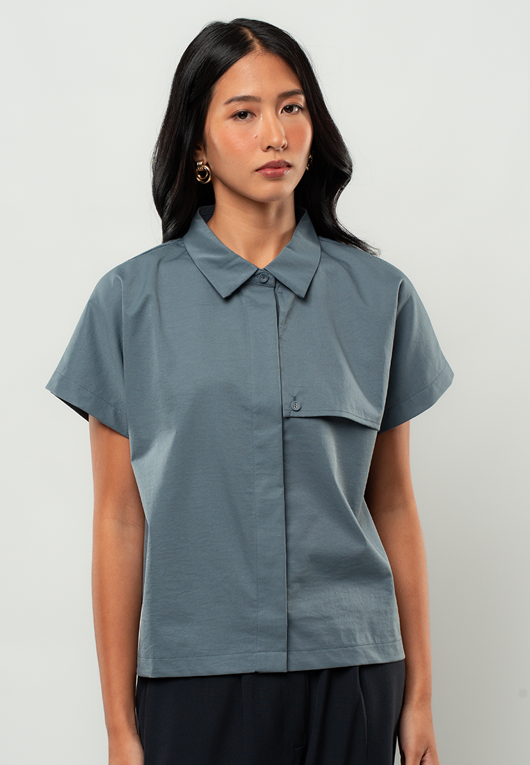 Katrine Asymmetric Collared Top