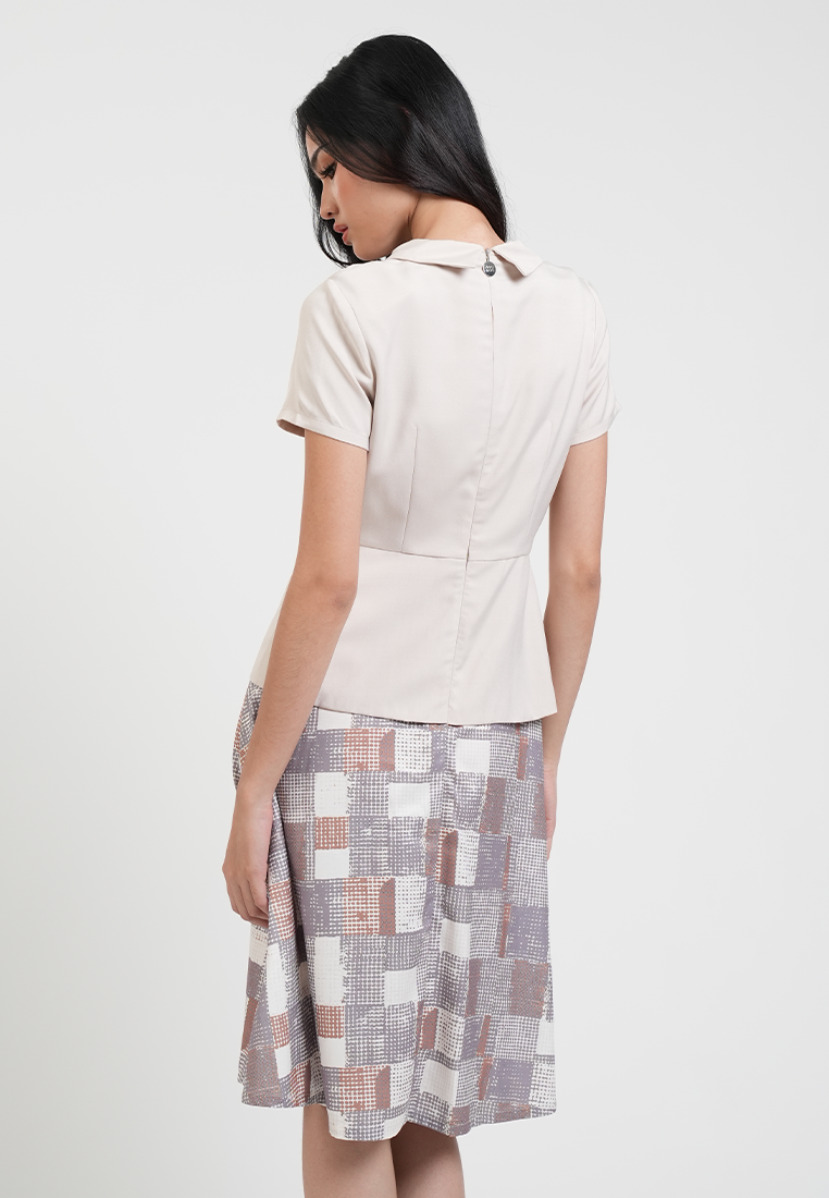 Mary Jane Geometric Print Collared A-Line Dress