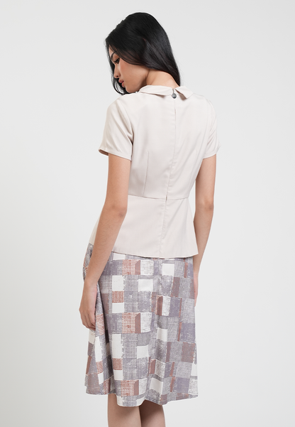 Mary Jane Geometric Print Collared A-Line Dress