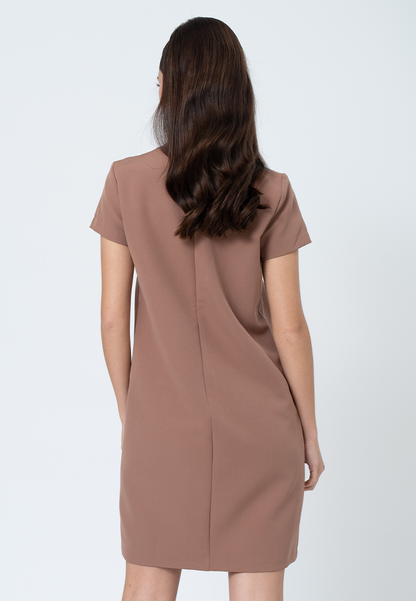 Cove Boat Neck Shift Dress with Pocket Detail and Attached Belt