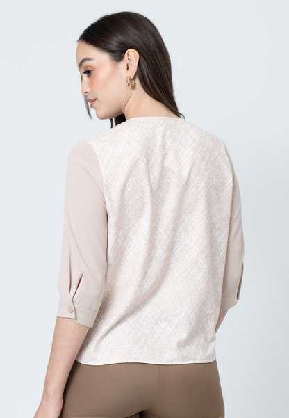 Immarra Hatching Printed Top with 3/4" Sleeves