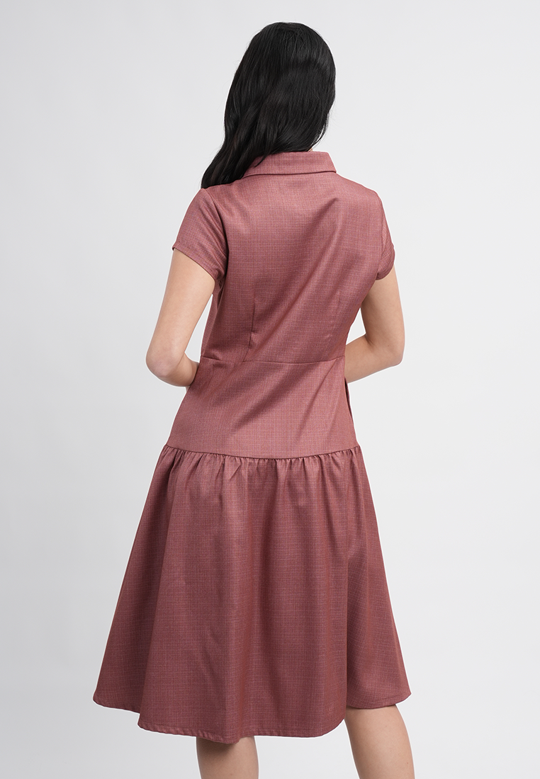 Adeline Dress with Pleated Shoulder