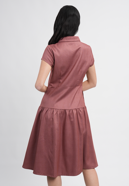 Adeline Dress with Pleated Shoulder