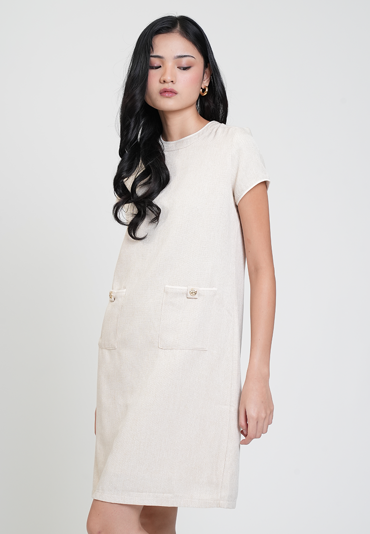 Eleanor Crew Neck Pocket Detail Shift Dress