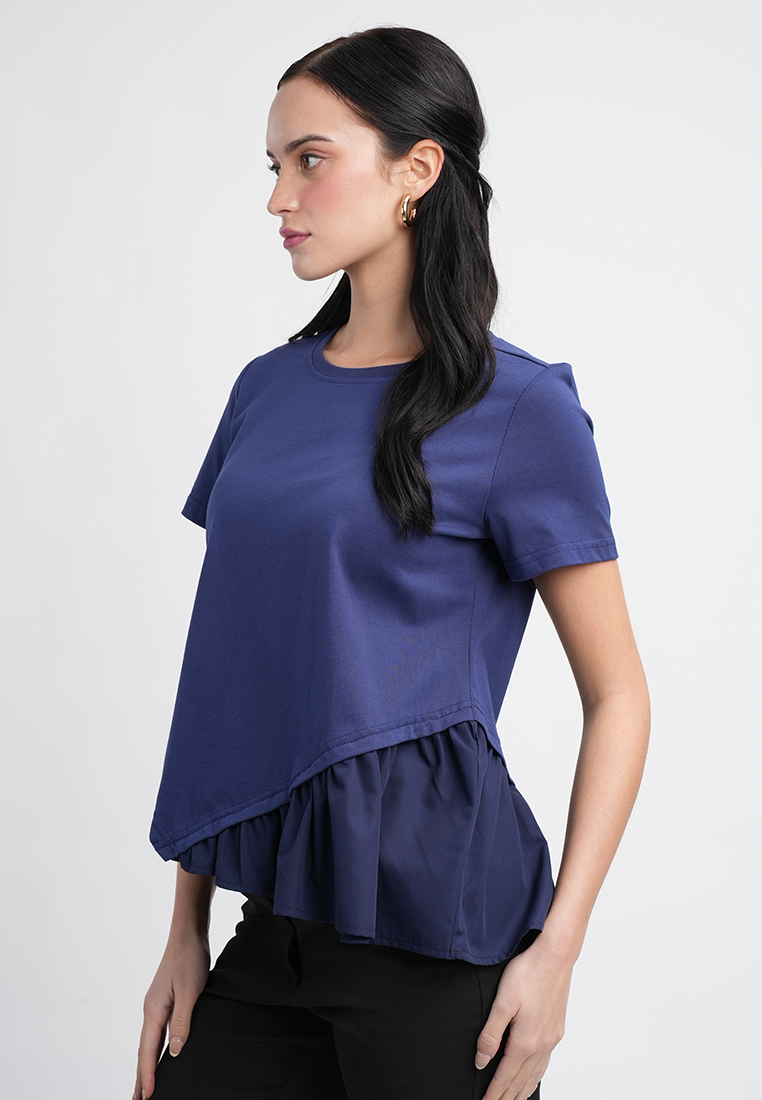 Harper Tee with Slanted Peplum Hem