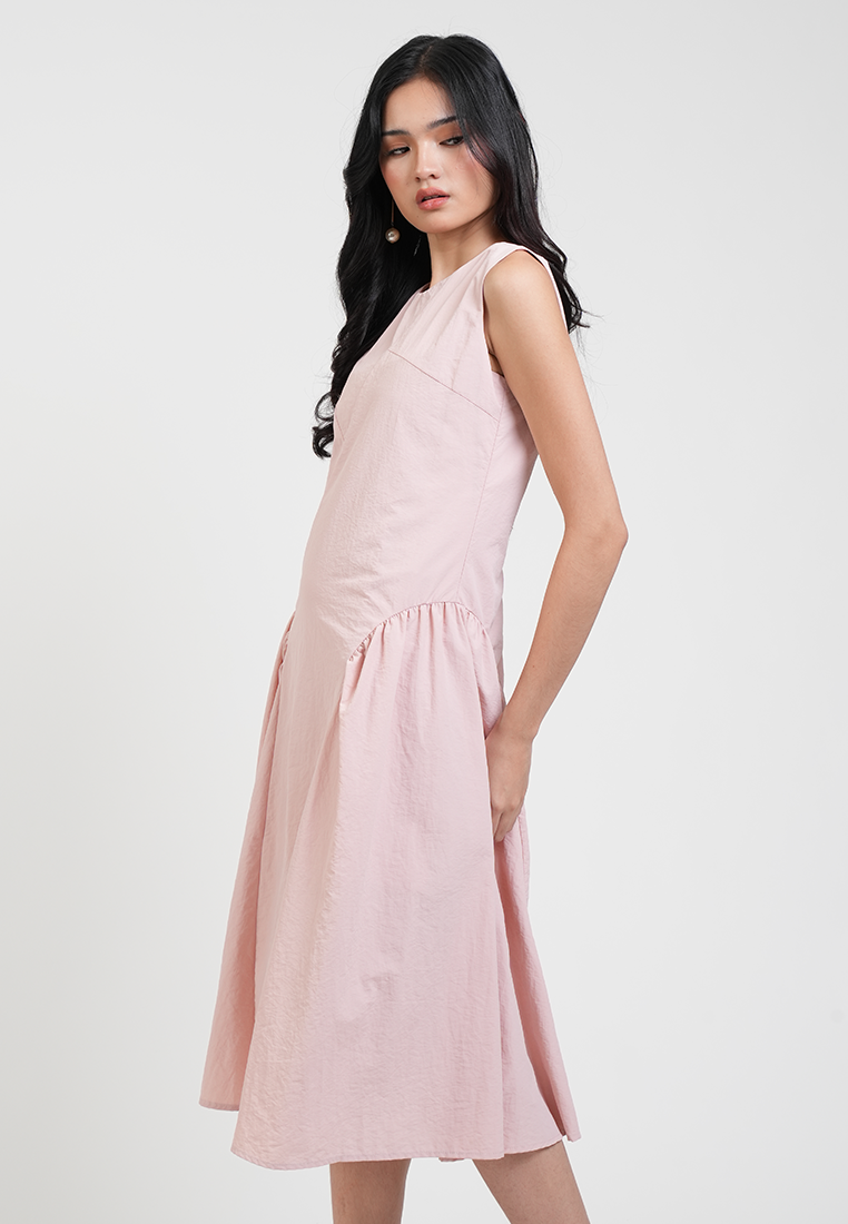 Reign Textured Side Pleat A-line Dress