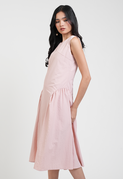 Reign Textured Side Pleat A-line Dress