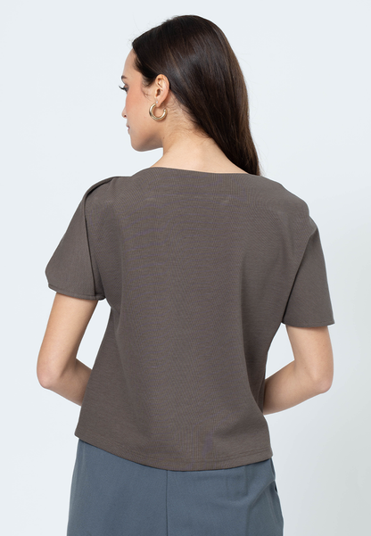 Maelle Cowl Neck Overextended Textured Top