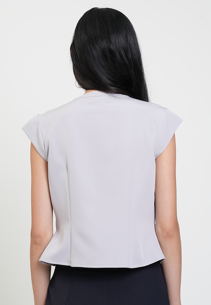 Celine Placket Button Cap Sleeve Top