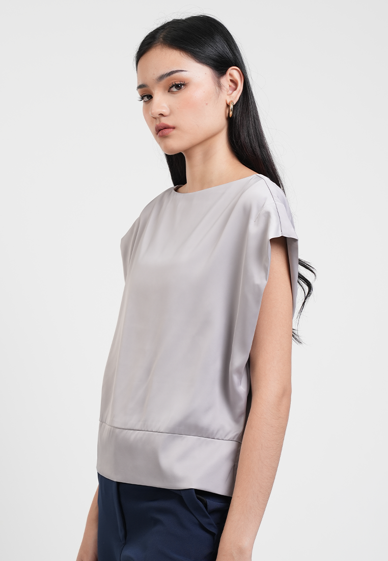 Felicity Bateau Neck Silk-Finish Blouse