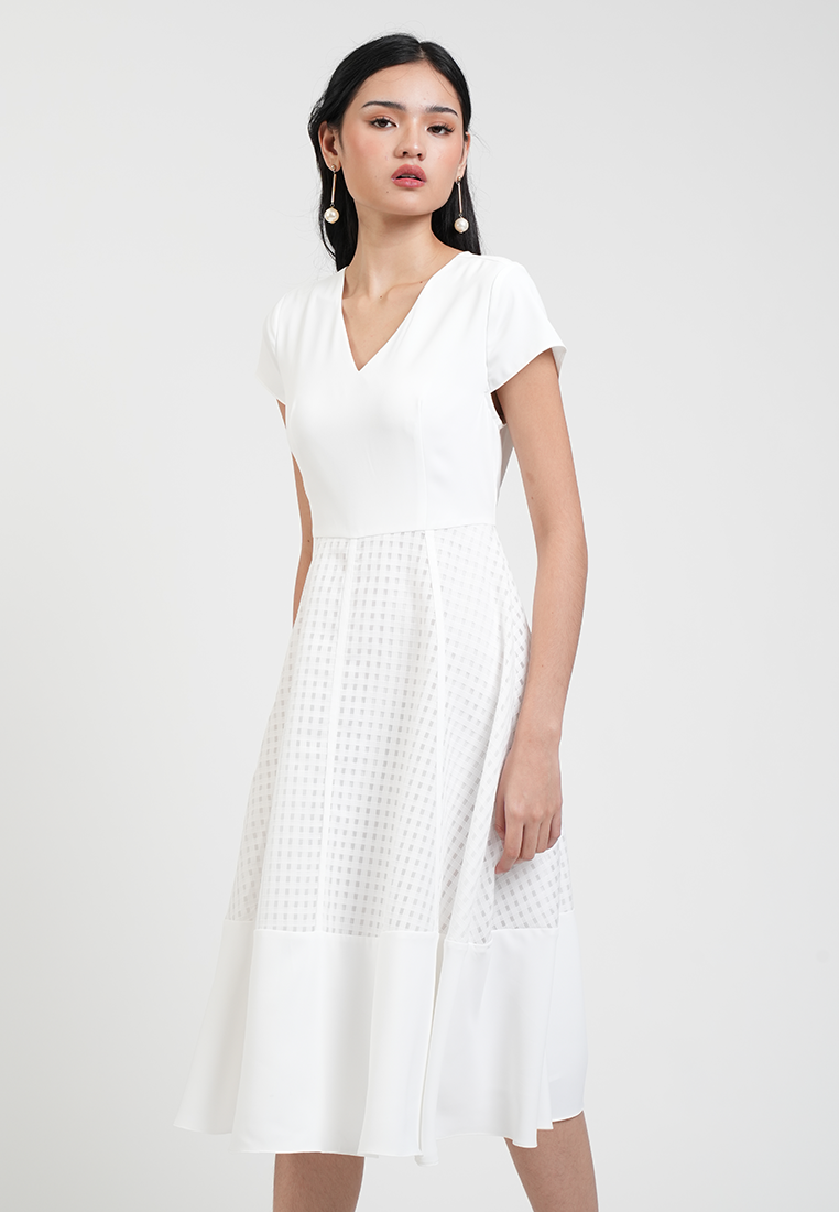 Portia V-neck Mesh Detail Dress