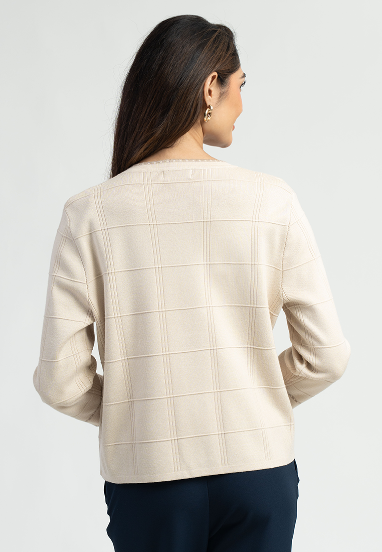 Naya Grid Knit Cardigan with Patch Pockets