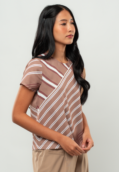 Monika Striped Short Sleeve Blouse