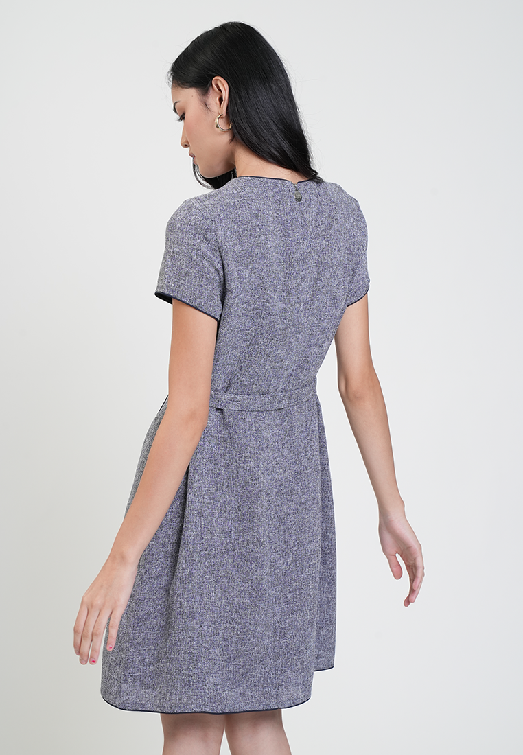 Reena Belted Piping Detail Dress