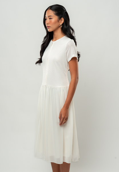 Marielle Textured Dropwaist Midi Dress
