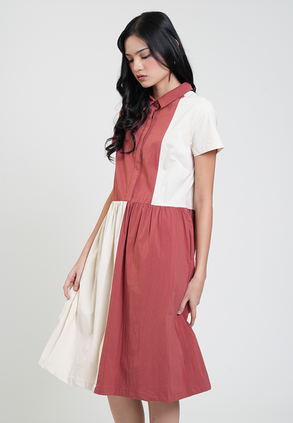 Caitlyn Colorblock Collared A-Line Dress