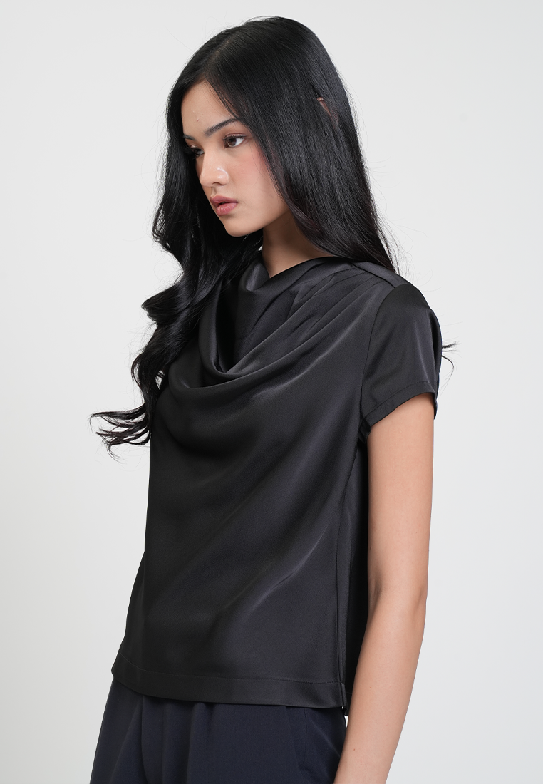 Martina Drape Neck Satin Blouse