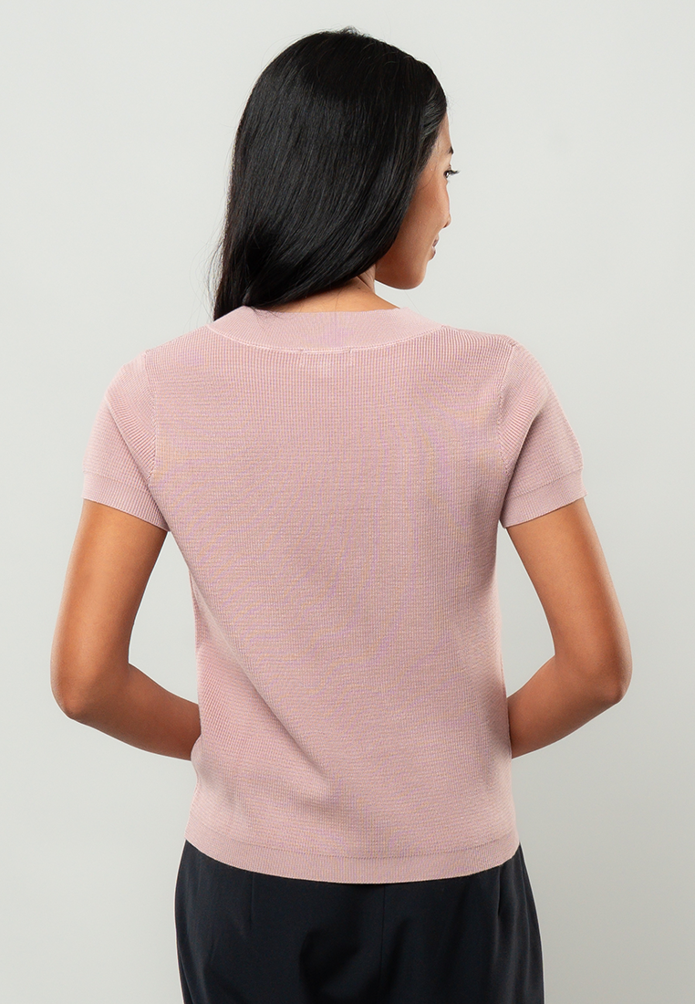 Martha Textured Knit V-Neck Top