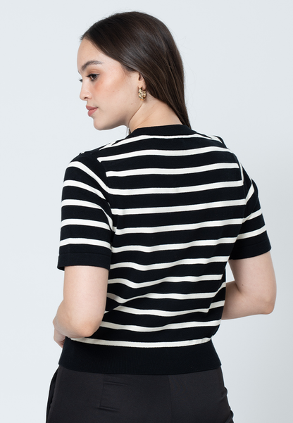 Lindynn Knitted top with Printed Stripes