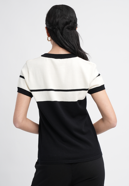 Charlene Monochrome Short Sleeve Knit Top