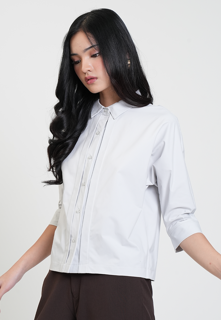 Aster Collared 3/4 Button-Down Blouse