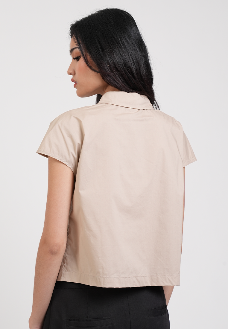 Clio Assymetric Button Detailed Top