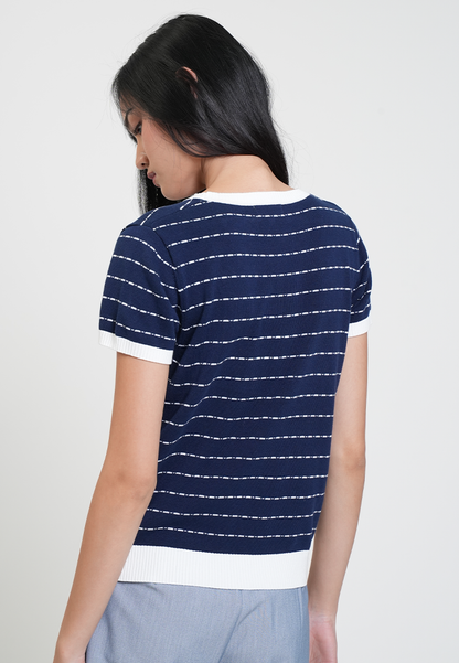 Monica Knit Striped Short Sleeve Top