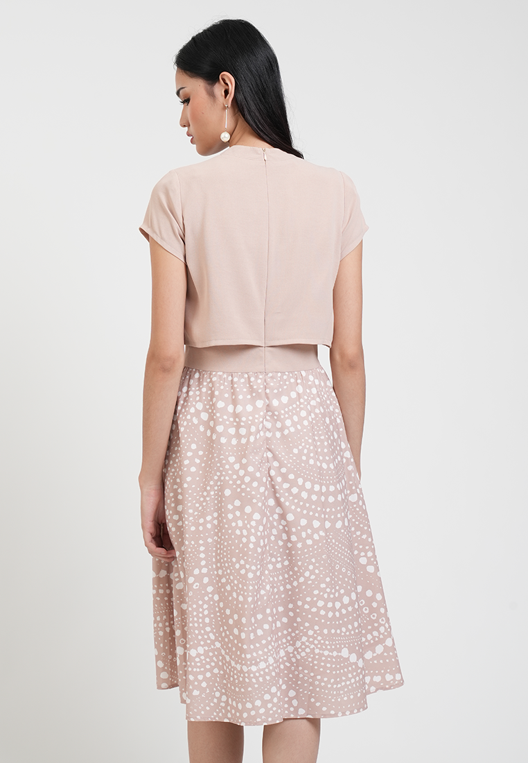 Callista Layered Dotted Print Midi Dress