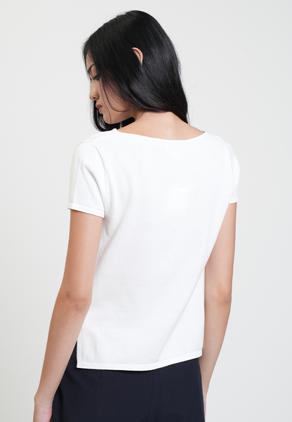 Marga Boat Neck Side Button Knit Top