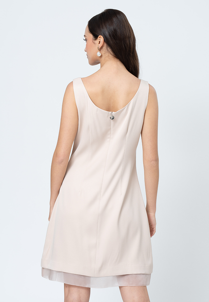 Sabine Sleeveless Dress with Organza Hem Layering Detail