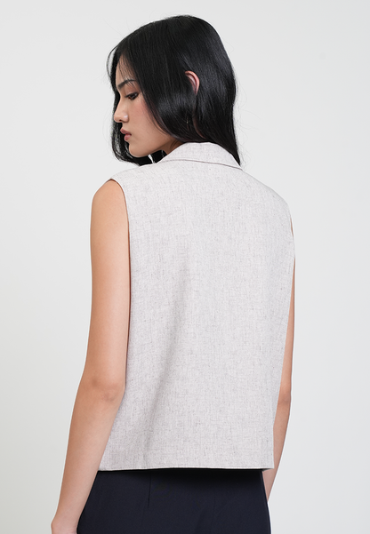 Crizza Sleeveless Notch Lapel Pocket Detail Vest